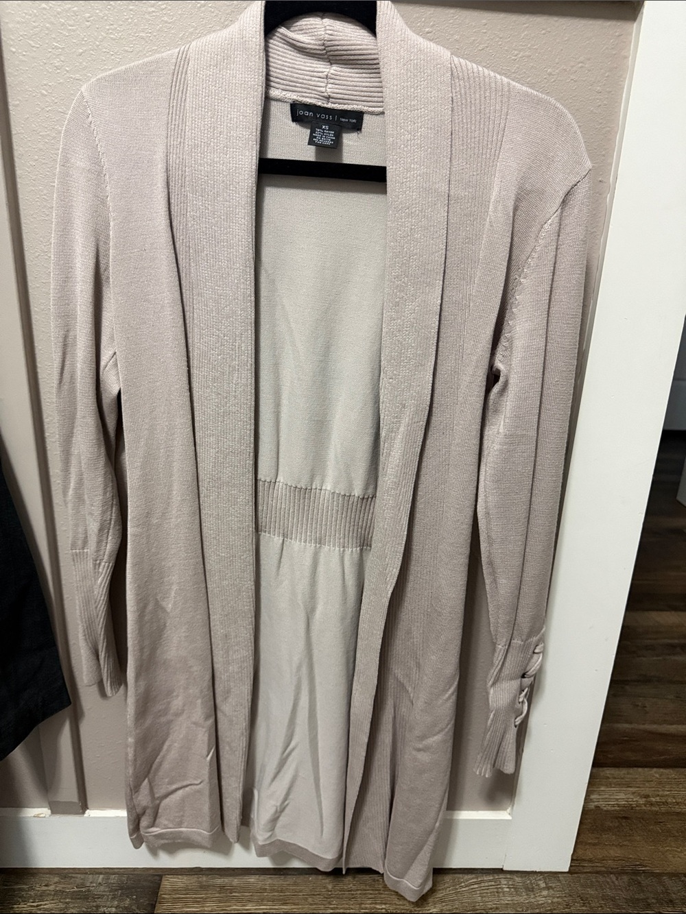 Joan Vass Open-Front Long Cardigan Sweater - Light Beige